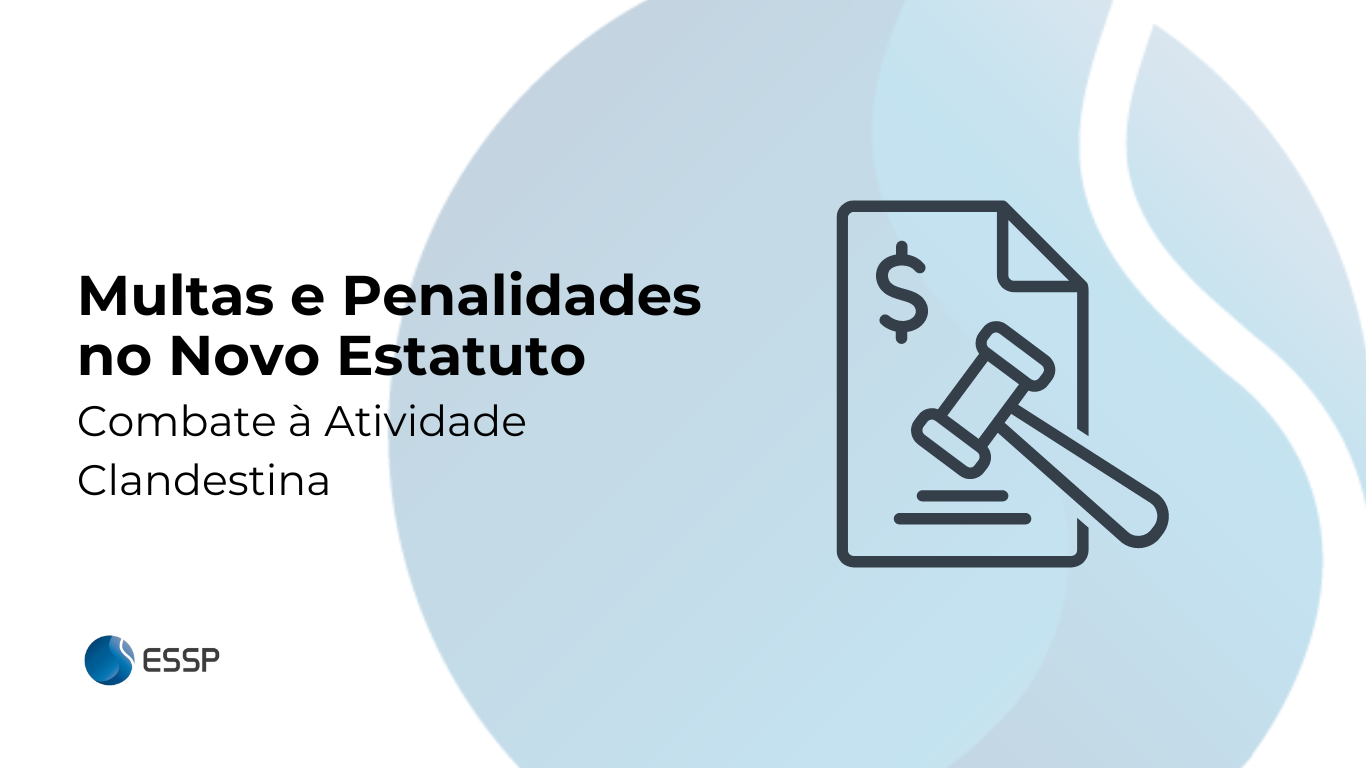 Imagem sobre multas e penalidades do Novo Estatuto da Segurança Privada, acompanhada por um ícone que ilustra uma multa